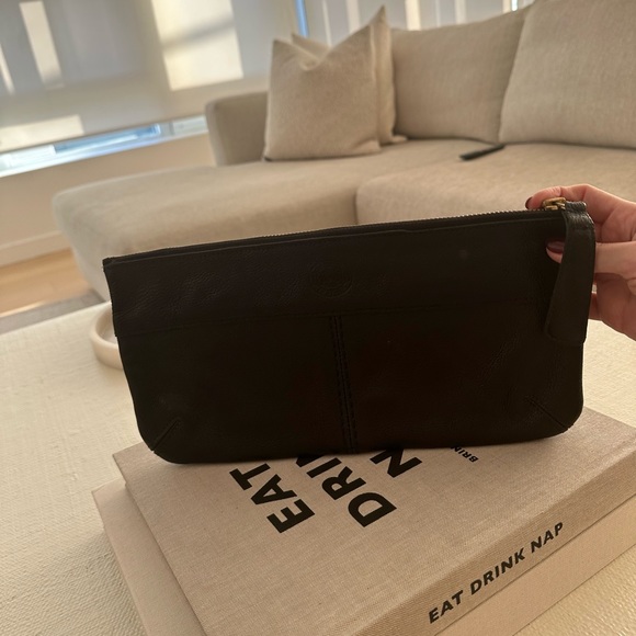 Black leather roots clutch - Picture 2 of 2